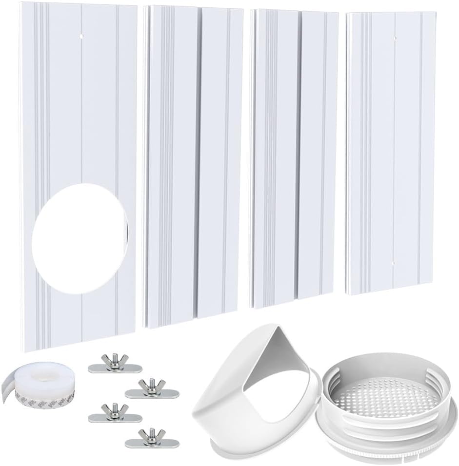Portable Air Conditioner Vent Kit with Coupler, Adjustable Universal Window Seal Plate, Suitable for 5/5.9" AC Hose