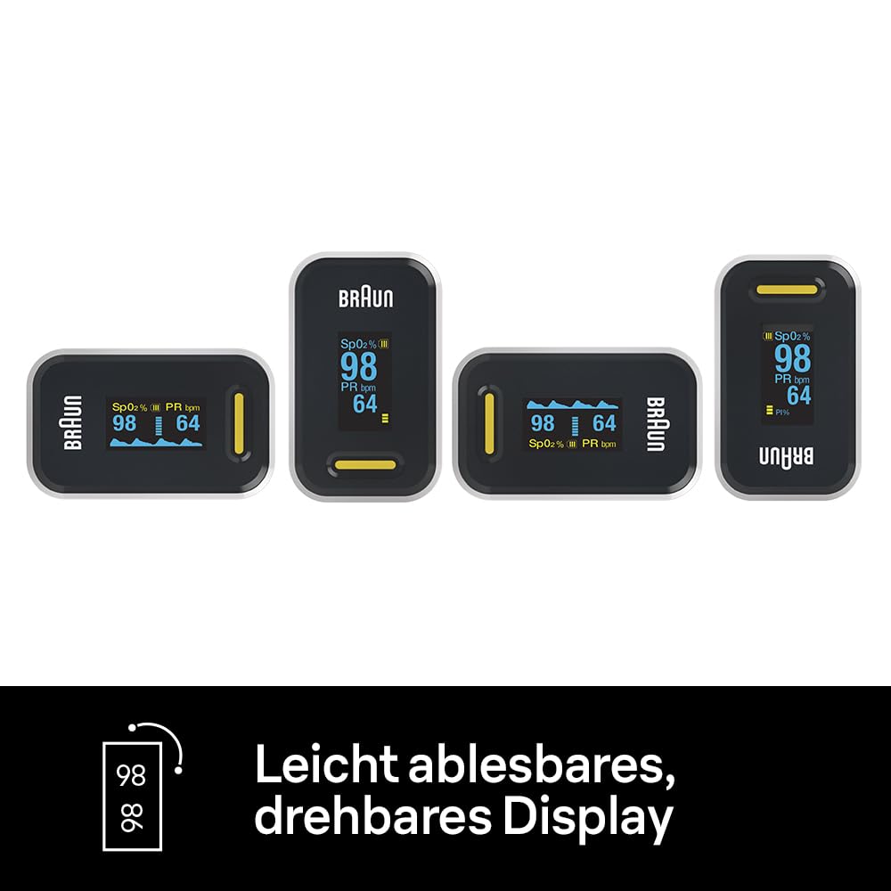 Braun Pulse Oximeter 1 | Precise Blood Oxygen Meter | Easy to Use at Home | For Patients with COPD, Pneumonia, Sleep Apnea | Ideal for Athletes | YK-81CEU