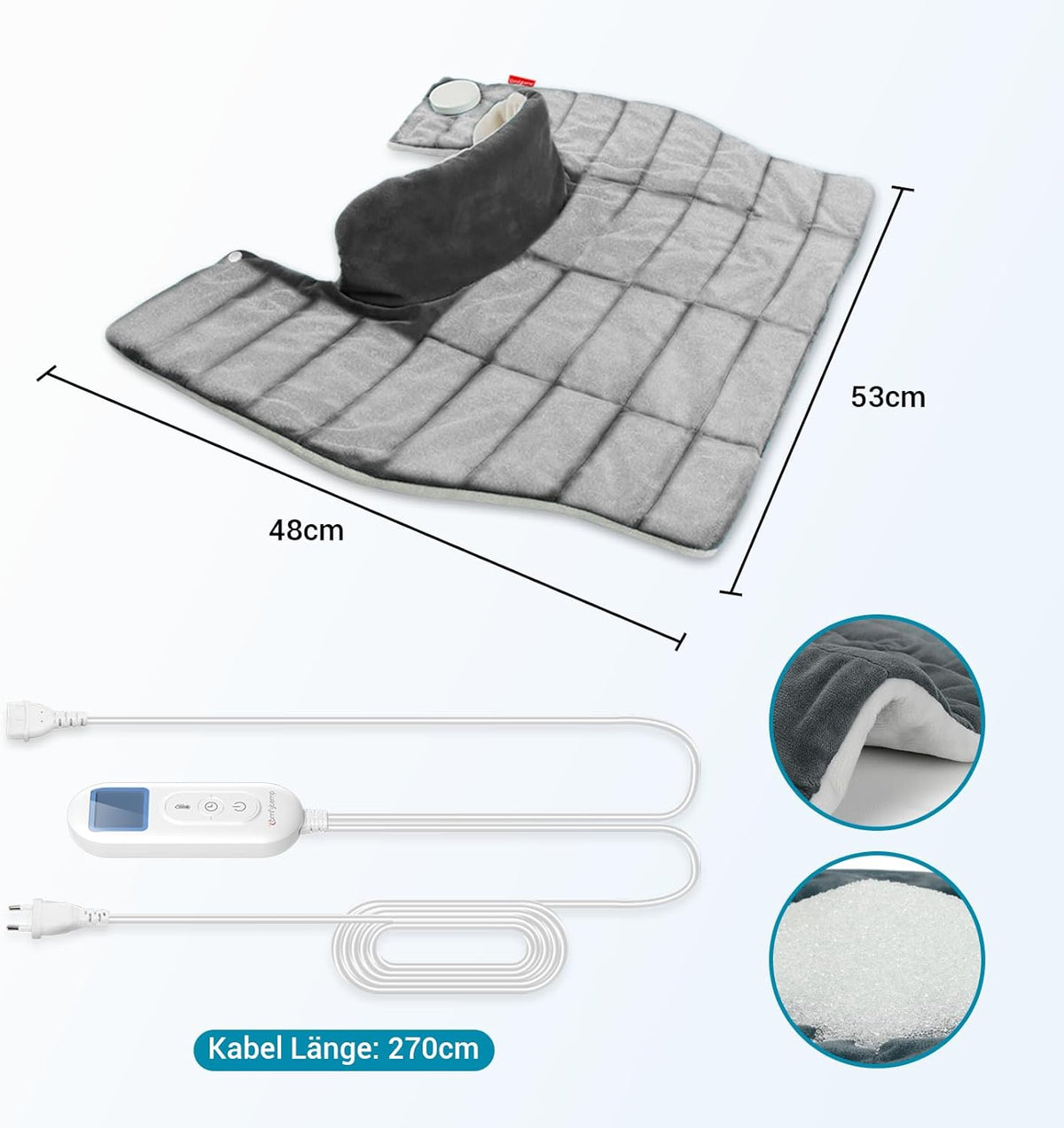 Comfytemp Fully Weighted Heating Pad for Neck Shoulder with 9 Heat Levels 0.5-9h Automatic Shut-Off 1 kg Neck Warmer Shoulder Warmer Electric Heat Pad Gifts for Mothers, Women, Mum, Dad