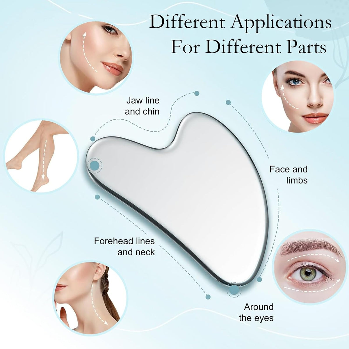 Gua Sha Face Massager Stainless Steel for Face and Body - Facial Massager for Lymphatic Drainage, Anti-Aging and Radiant Skin