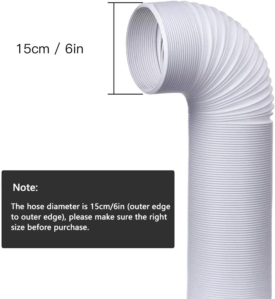 Portable Air Conditioning Hose, Flexible with 150 mm Diameter 200 cm Length, AC Exhaust Hose, Parts of the Air Conditioner with Counterclockwise Thread, Compatible with LG, Delonghi