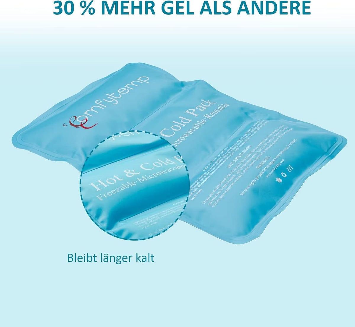 Comfytemp Large Cooling Pads Gel with Strap, 27 x 37 cm, Cool Pack for Shoulders, Neck, Back, Knee, Buttocks, Reusable, Cuddly, Soft, Ice Bag, Cool Pack, Cold Warm Compress, Cooling Pad, XXL