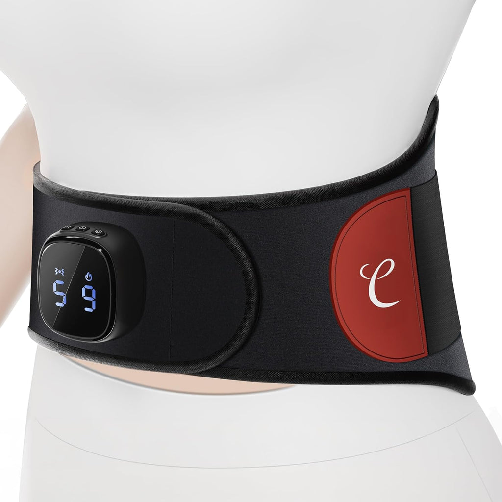 Comfytemp Heat Belt Back Massager with 15 Wh Battery with USB, 9 Heat Levels, 5 Vibration Modes Control at the Touch of a Button and App, 20 x 155 cm Wireless Heating Belt Automatic Shut-Off Back Warmer