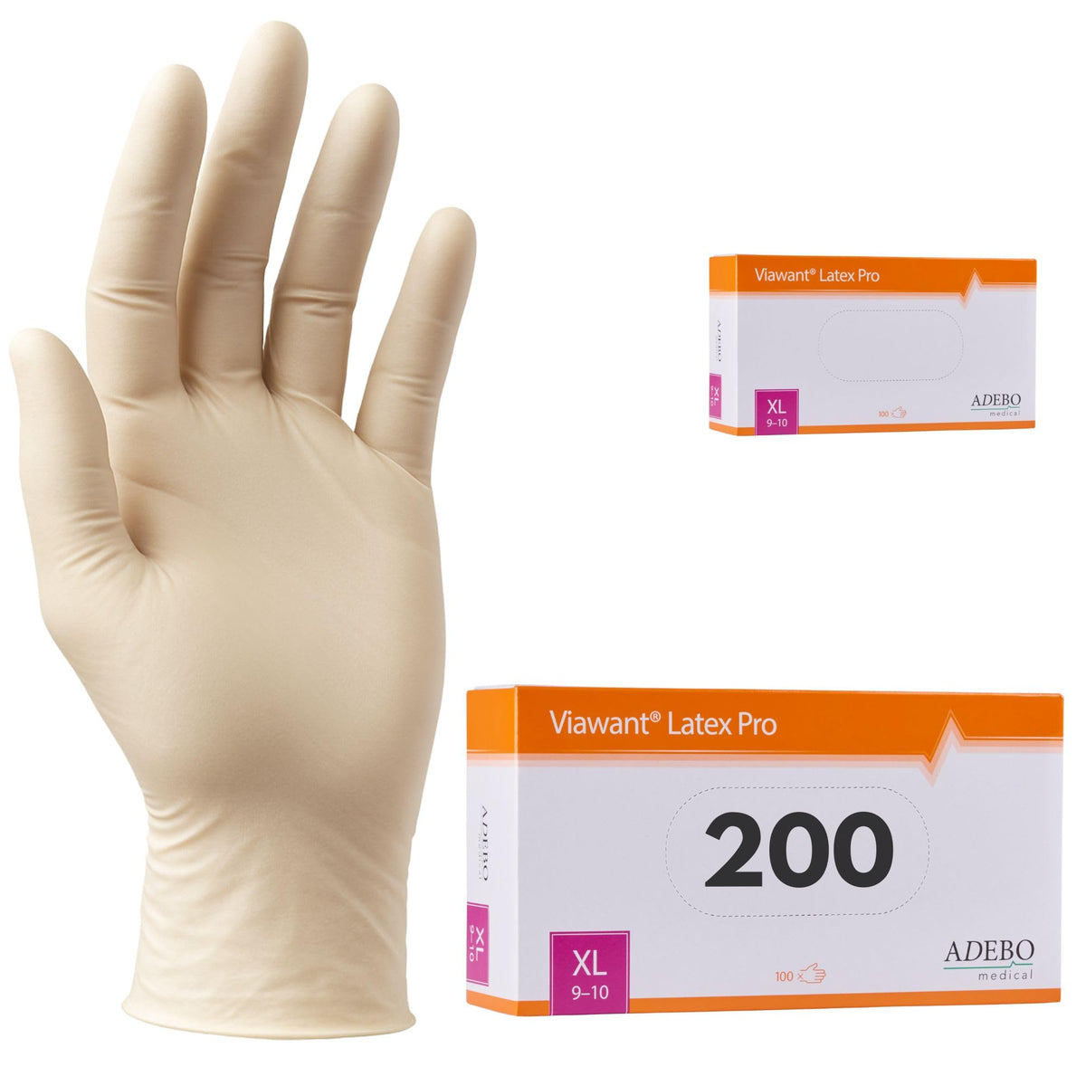 Latex Gloves Pack of 100 | L | Powder-Free Latex Gloves White | Textured, Tear-Resistant & Elastic | Disposable Examination Gloves for Care & Cosmetics | Size XS, S, M, L, XL