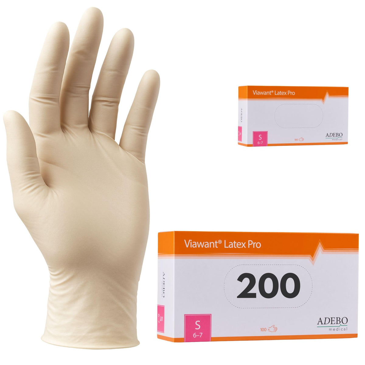 Latex Gloves Pack of 100 | L | Powder-Free Latex Gloves White | Textured, Tear-Resistant & Elastic | Disposable Examination Gloves for Care & Cosmetics | Size XS, S, M, L, XL