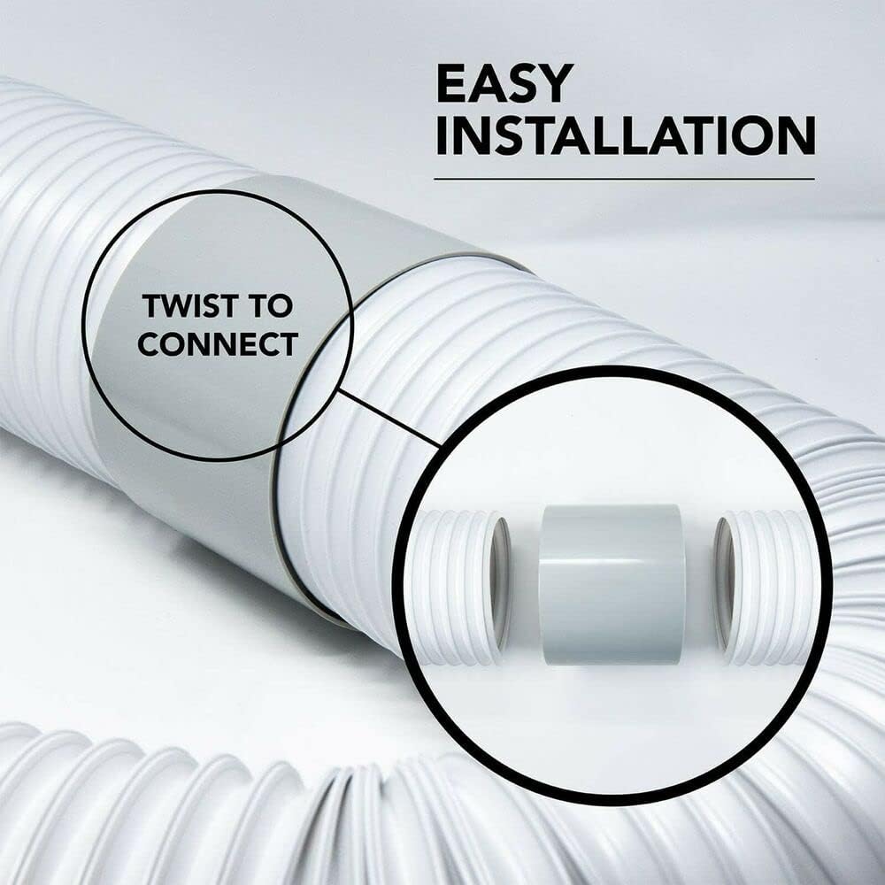 Portable Air Conditioning Hose Extension Coupler, Universal 13 cm AC A/C Exhaust Gas Vent Hose Connector Coupling Fits Clockwise and Counterclockwise 130 mm Thread Hose