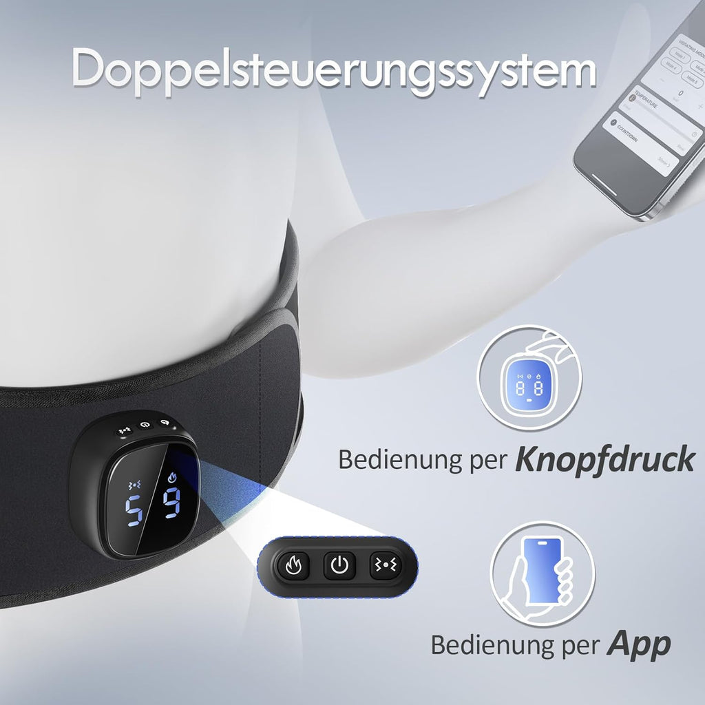 Comfytemp Heat Belt Back Massager with 15 Wh Battery with USB, 9 Heat Levels, 5 Vibration Modes Control at the Touch of a Button and App, 20 x 155 cm Wireless Heating Belt Automatic Shut-Off Back Warmer