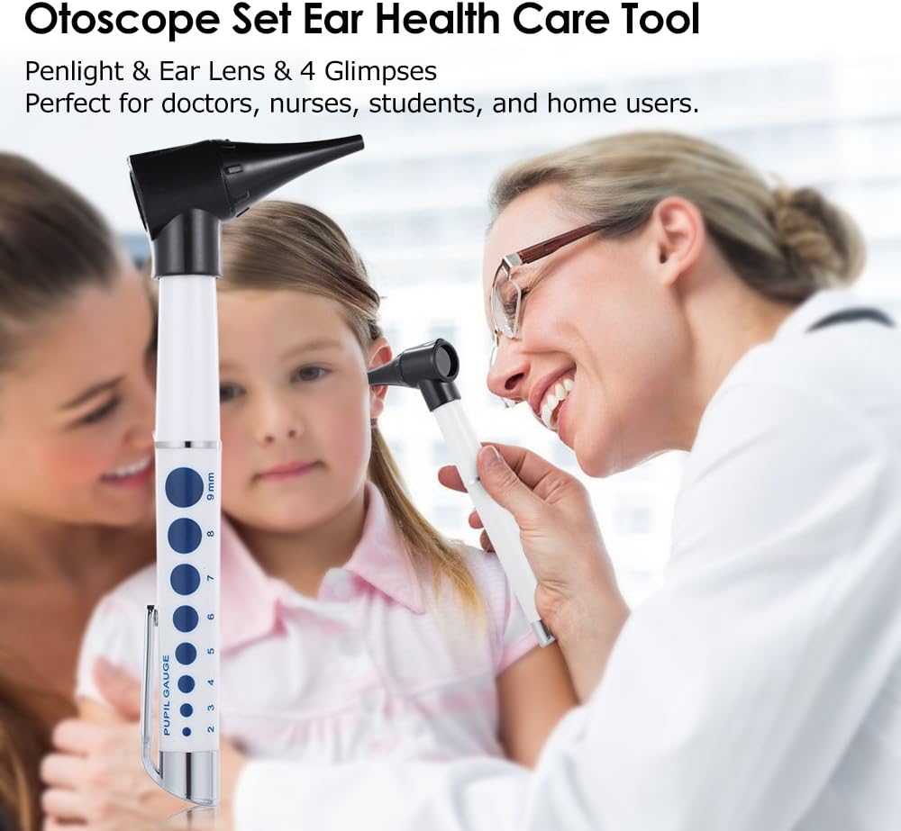Otoscope - Bysameyee Portable Otoscope for Doctors, Nurses, Students, Handheld Microscope Tool Kit for Ear Care with 4 Otoscope Tips
