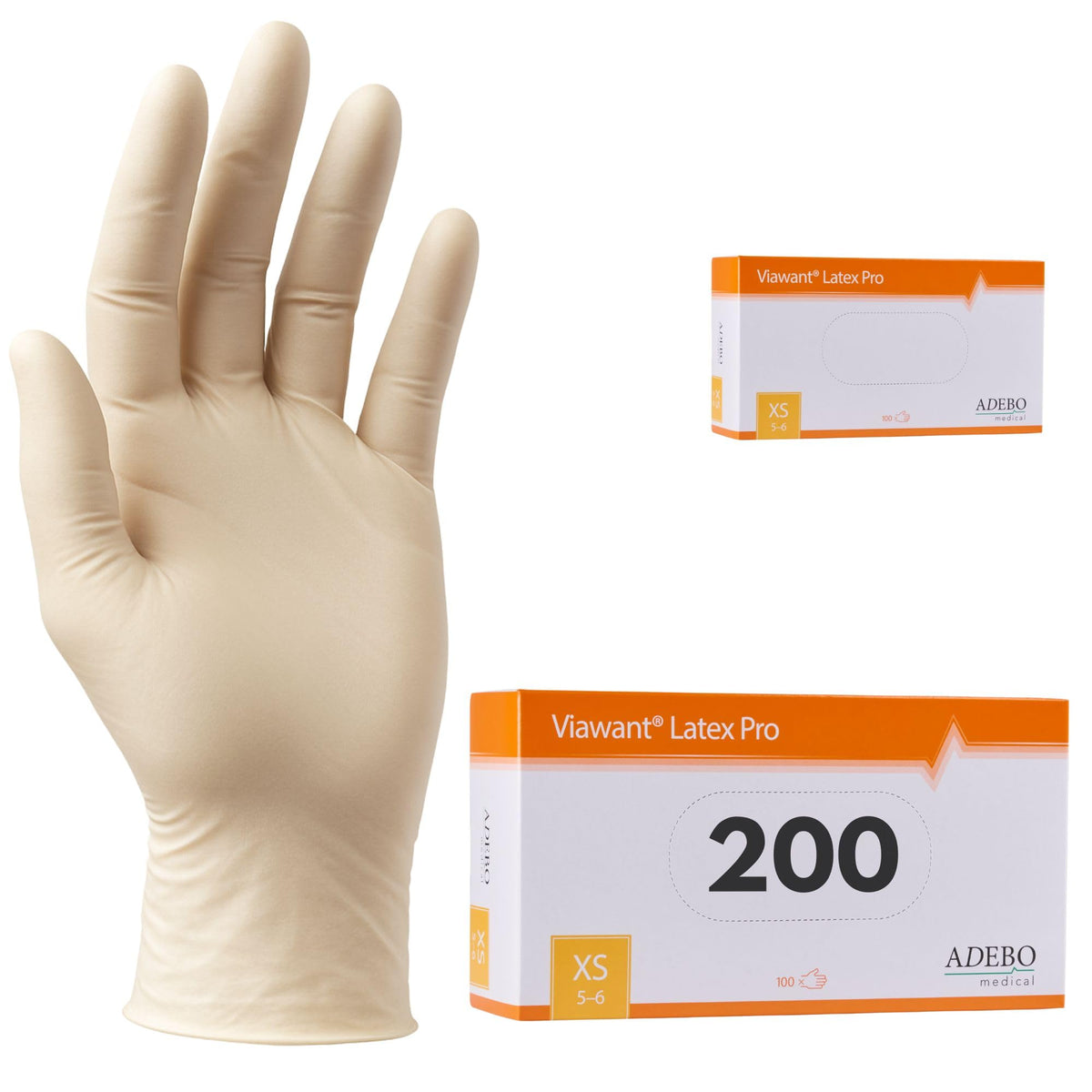 Latex Gloves Pack of 100 | L | Powder-Free Latex Gloves White | Textured, Tear-Resistant & Elastic | Disposable Examination Gloves for Care & Cosmetics | Size XS, S, M, L, XL
