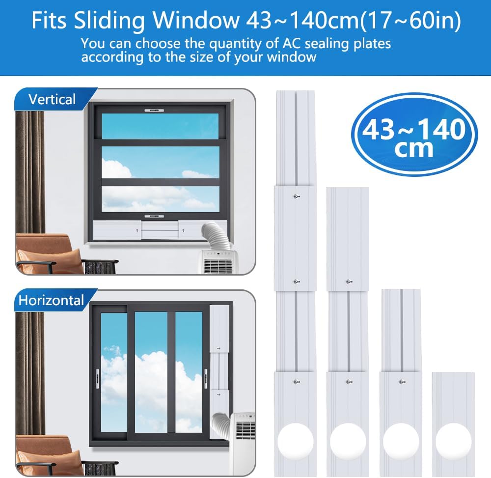 Portable Air Conditioner Vent Kit with Coupler, Adjustable Universal Window Seal Plate, Suitable for 5/5.9" AC Hose