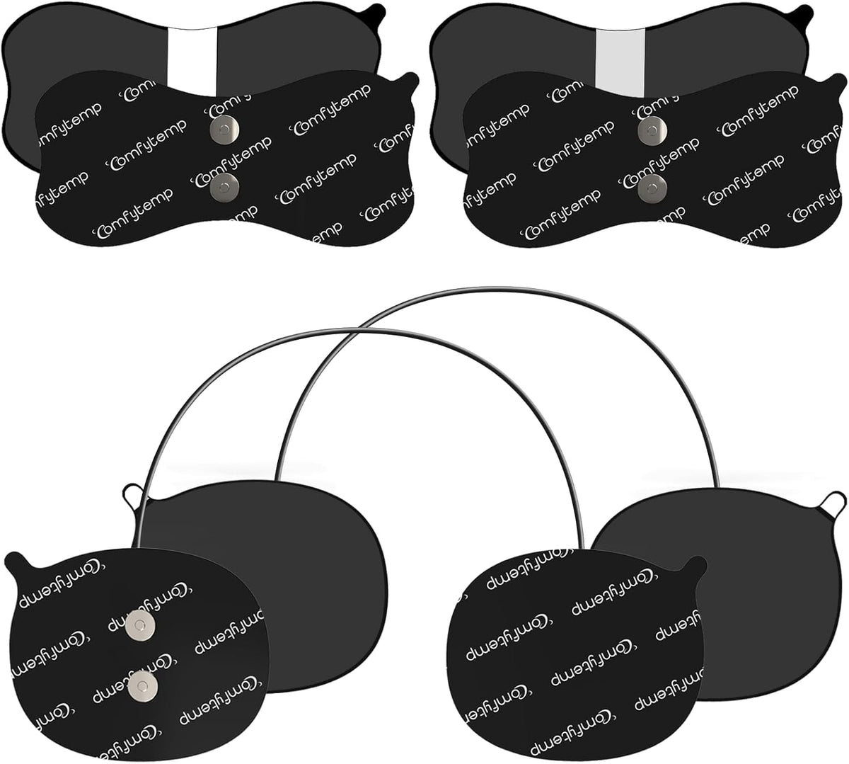 Comfytemp TENS Device Electrode Pads (Only for K6122/K6114), Pack of 2 + 2 Wireless Pads (6 x 13/7 x 9 cm) Reusable, High-Quality Self-Adhesive Performance and Non-Irritating Electrotherapy