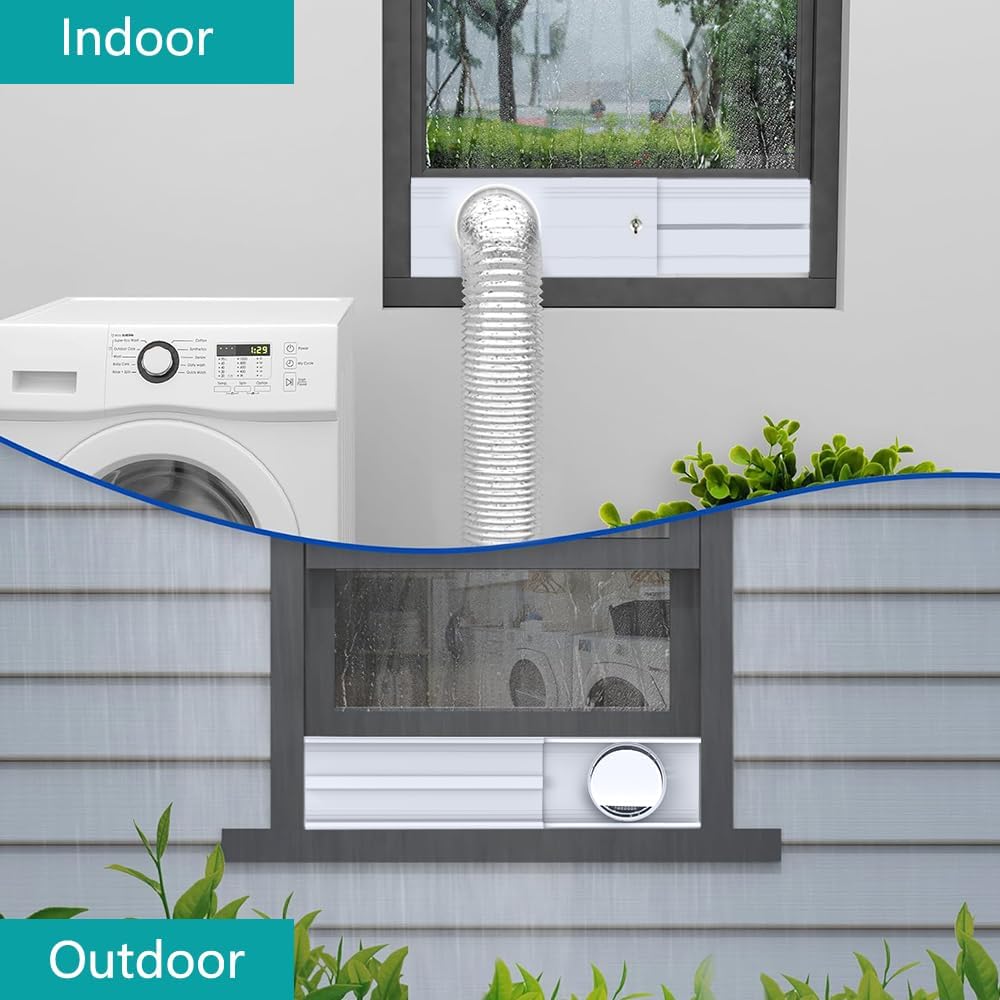 Portable Air Conditioner Vent Kit with Coupler, Adjustable Universal Window Seal Plate, Suitable for 5/5.9" AC Hose