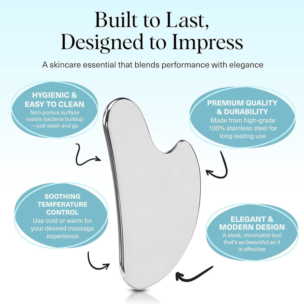 Gua Sha Face Massager Stainless Steel for Face and Body - Facial Massager for Lymphatic Drainage, Anti-Aging and Radiant Skin
