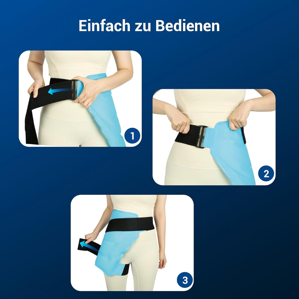 Comfytemp Large Cooling Pad Cooling Cuff for Hips, Groin, Buttocks, Thighs and Leg, 51 x 35 cm, Cool Pack Gel with Fasteners, Cooling Bandage, Cooling Pad, Reusable, Cold Warm Compress