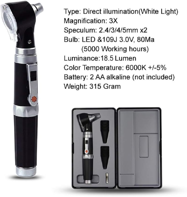 Mini Otoscope Magnification Diagnostic Otoscope with LED Light Direct Light Instrument for Healthy Ears for Doctors, Nurses, Adults, Kids, Babies, Elderly Pets, Animals