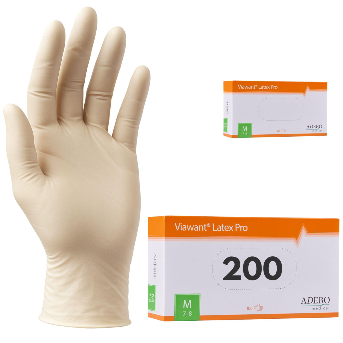 Latex Gloves Pack of 100 | L | Powder-Free Latex Gloves White | Textured, Tear-Resistant & Elastic | Disposable Examination Gloves for Care & Cosmetics | Size XS, S, M, L, XL