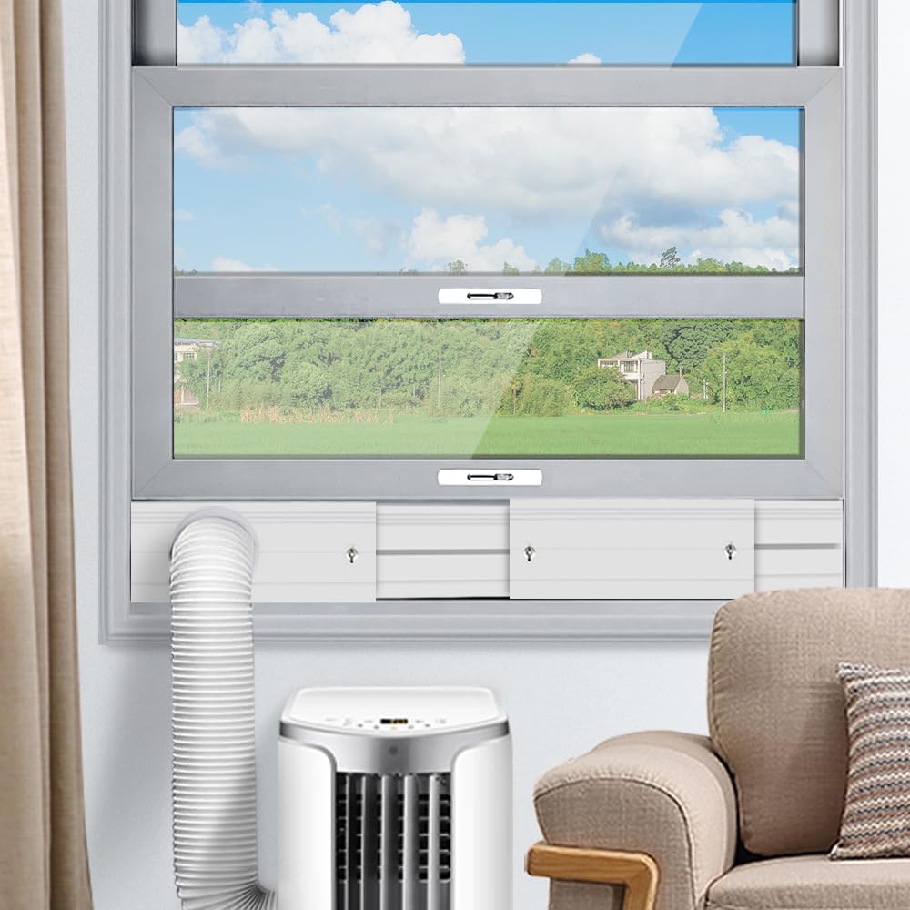 Portable Air Conditioner Vent Kit with Coupler, Adjustable Universal Window Seal Plate, Suitable for 5/5.9" AC Hose