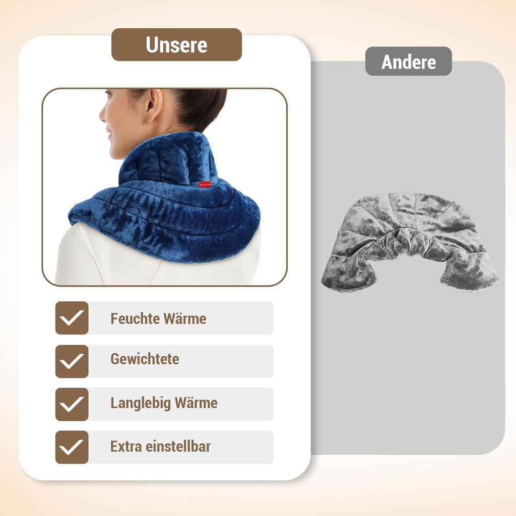 Comfytemp Weighted Heat Cushion Neck Grain Pillow 1.1 kg Microwave Neck Warmer Neck Warmer with Ultra Soft Surface, Natural Linseed Moist Heat