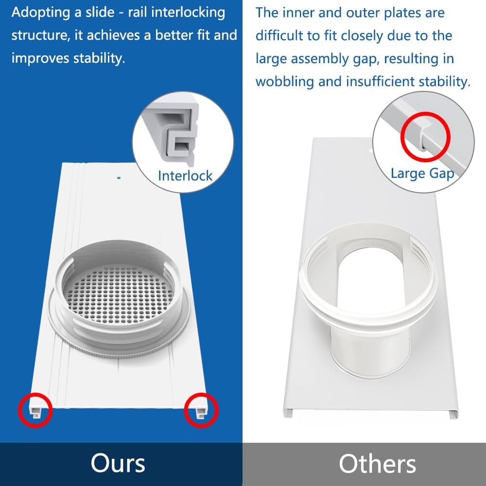 Portable Air Conditioner Vent Kit with Coupler, Adjustable Universal Window Seal Plate, Suitable for 5/5.9" AC Hose