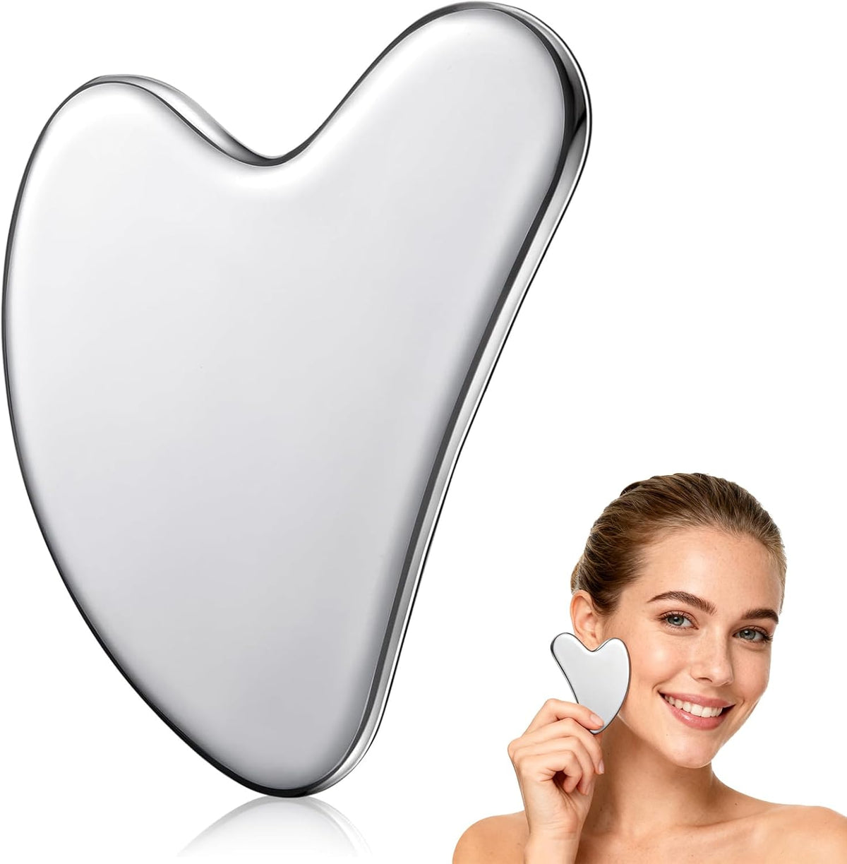 Gua Sha Face Massager Stainless Steel for Face and Body - Facial Massager for Lymphatic Drainage, Anti-Aging and Radiant Skin