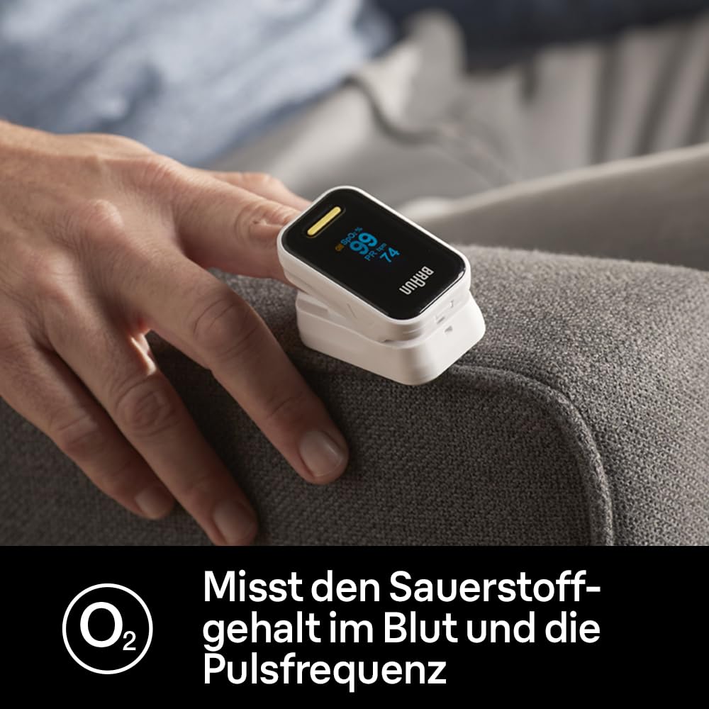 Braun Pulse Oximeter 1 | Precise Blood Oxygen Meter | Easy to Use at Home | For Patients with COPD, Pneumonia, Sleep Apnea | Ideal for Athletes | YK-81CEU