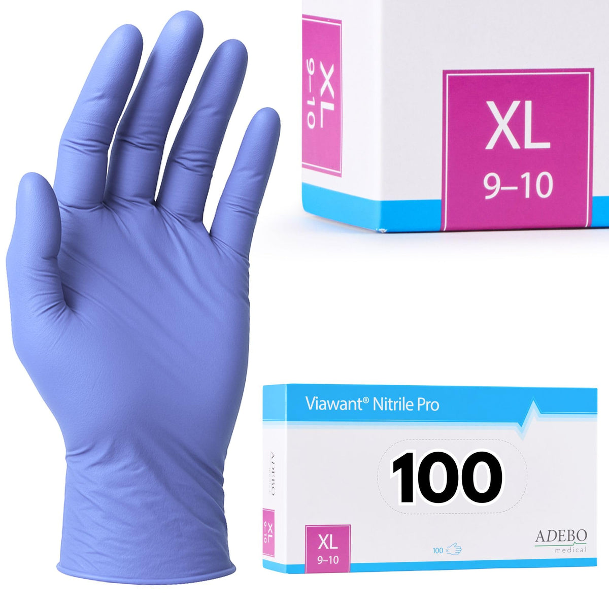 Disposable Gloves, XXL, Nitrile Gloves, Blue, Powder-Free, Latex-Free, Tear-Resistant & Sensitive EN 455 & EN 374, Size XS, S, M, L, XL, XXL Pack of 100