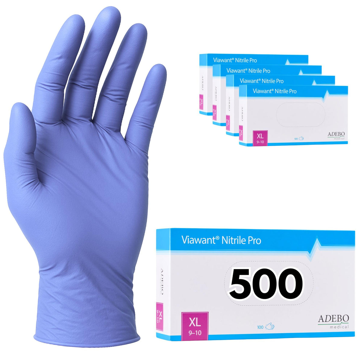 Disposable Gloves, XXL, Nitrile Gloves, Blue, Powder-Free, Latex-Free, Tear-Resistant & Sensitive EN 455 & EN 374, Size XS, S, M, L, XL, XXL Pack of 100