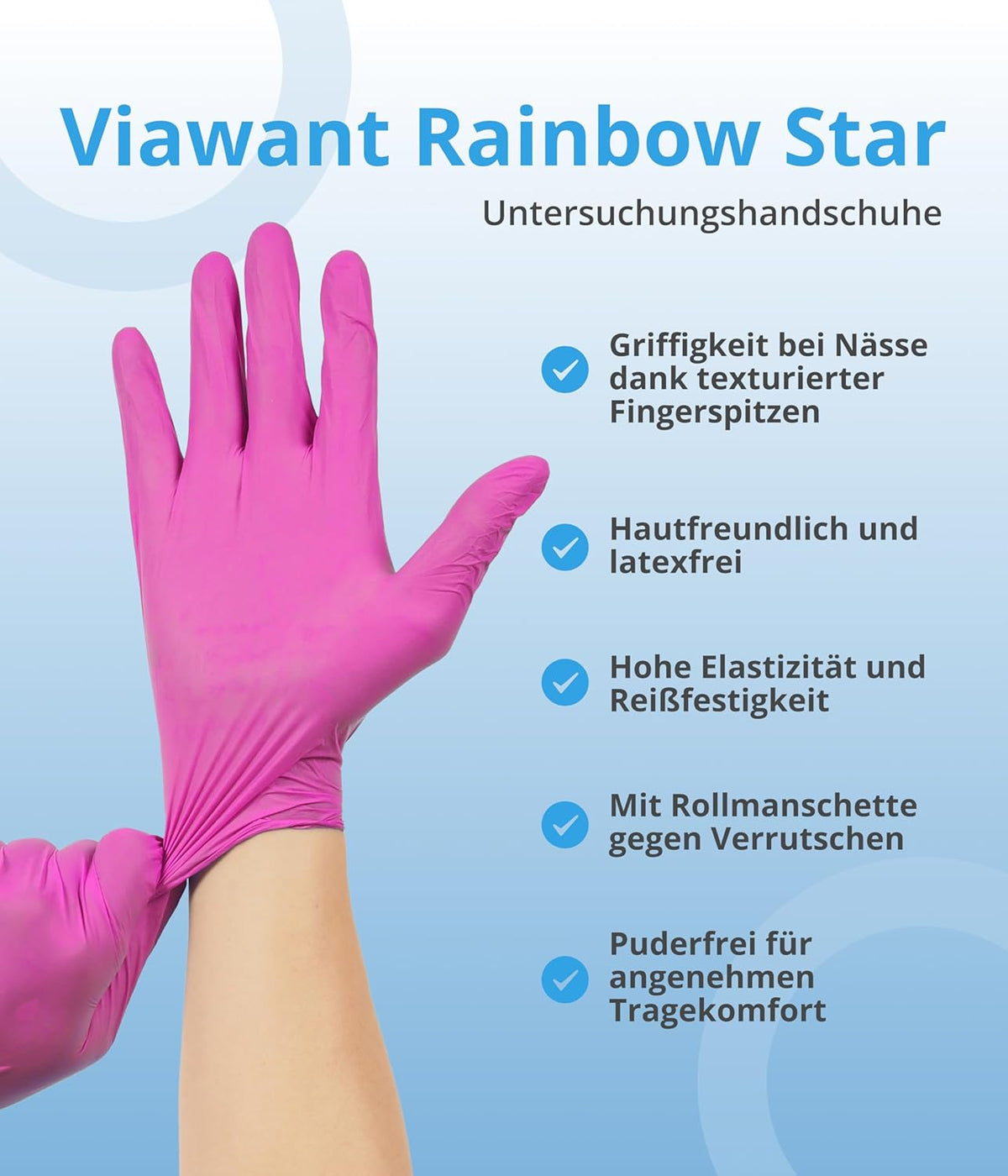 Rainbow Star Disposable Nitrile Gloves M [Pack of 96] Sturdy, Hypoallergenic, Powder-Free & Latex Free - Tear-Resistant Disposable Gloves