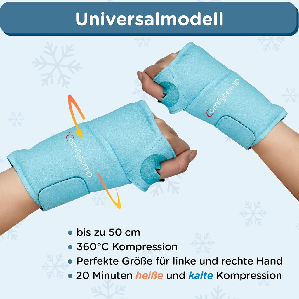 Comfytemp Cooling Cuff Wrist with Fastener (2 Pieces) Cooling Bandage, Gel Cooling Pads for Carpal Tunnel Pain, Arthritis and Tendonitis, Cold Warm Compress Cool Pack