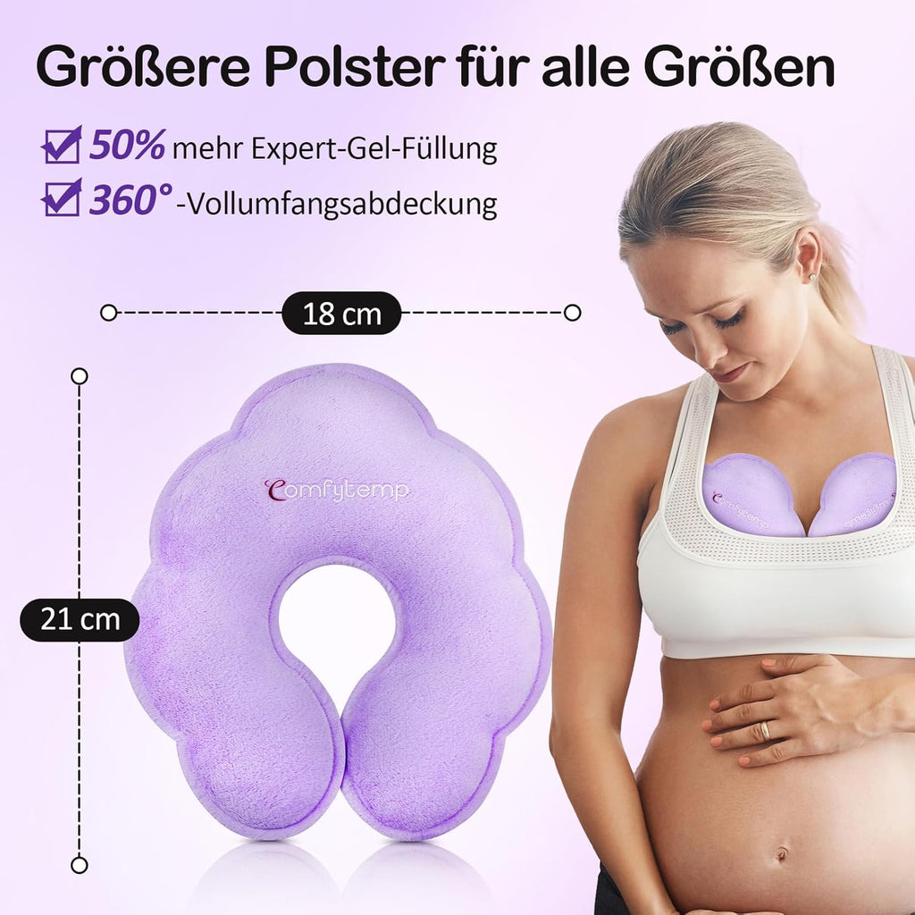 Comfytemp Large Cooling Pads Breast Cold Warm Compress 21 x 18 cm (2 Pieces) Dual Fabric Design Cooling Pack Gel Reusable Cooling Pad for Breast Pain Full Health Breast Pump Breastfeeding