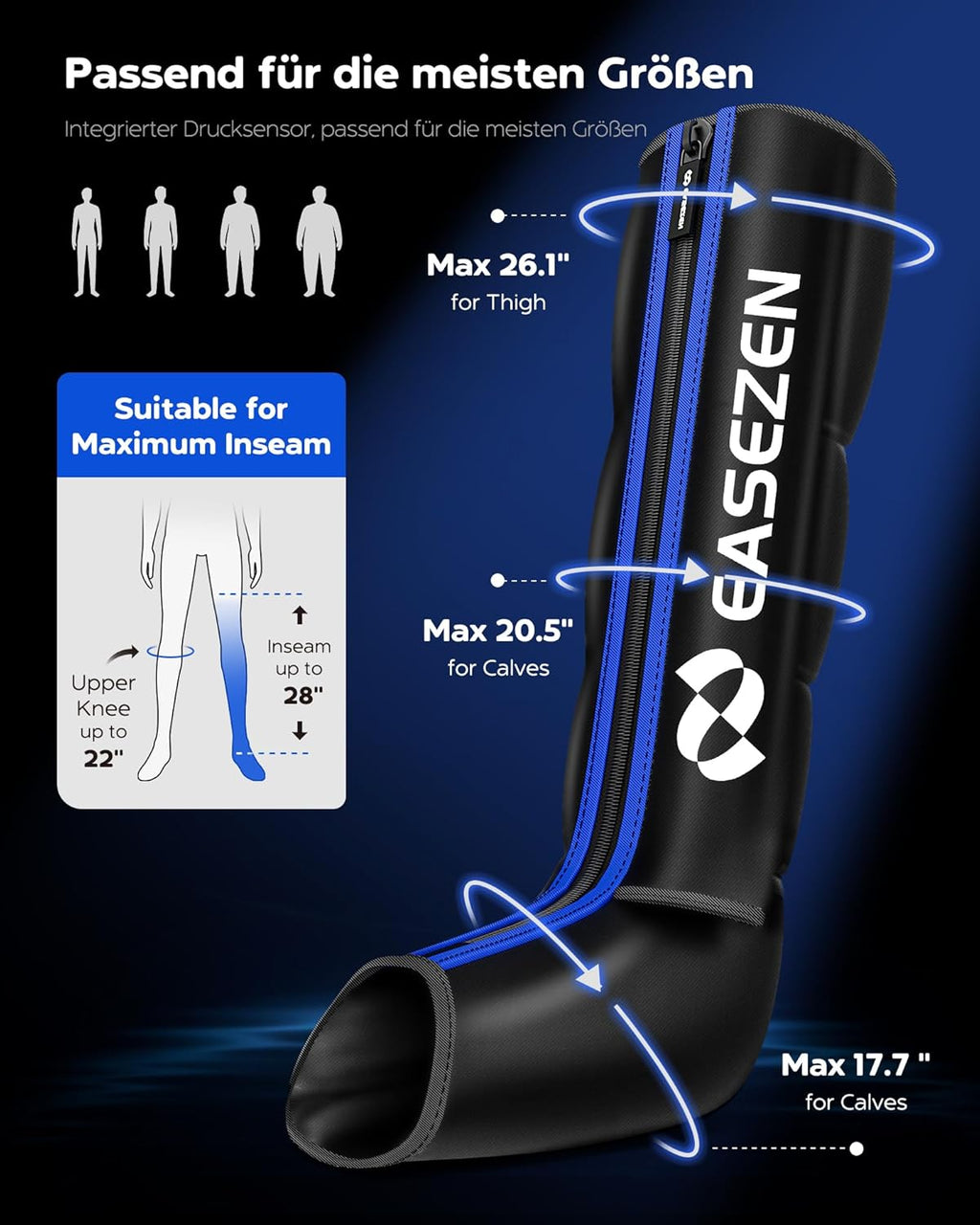 Leg Massager to Promote Blood Circulation and Pain Relief, Compression System for Fast Recovery of Feet, Calves and Thighs, Relief from Edema, Reduce Muscle Tire