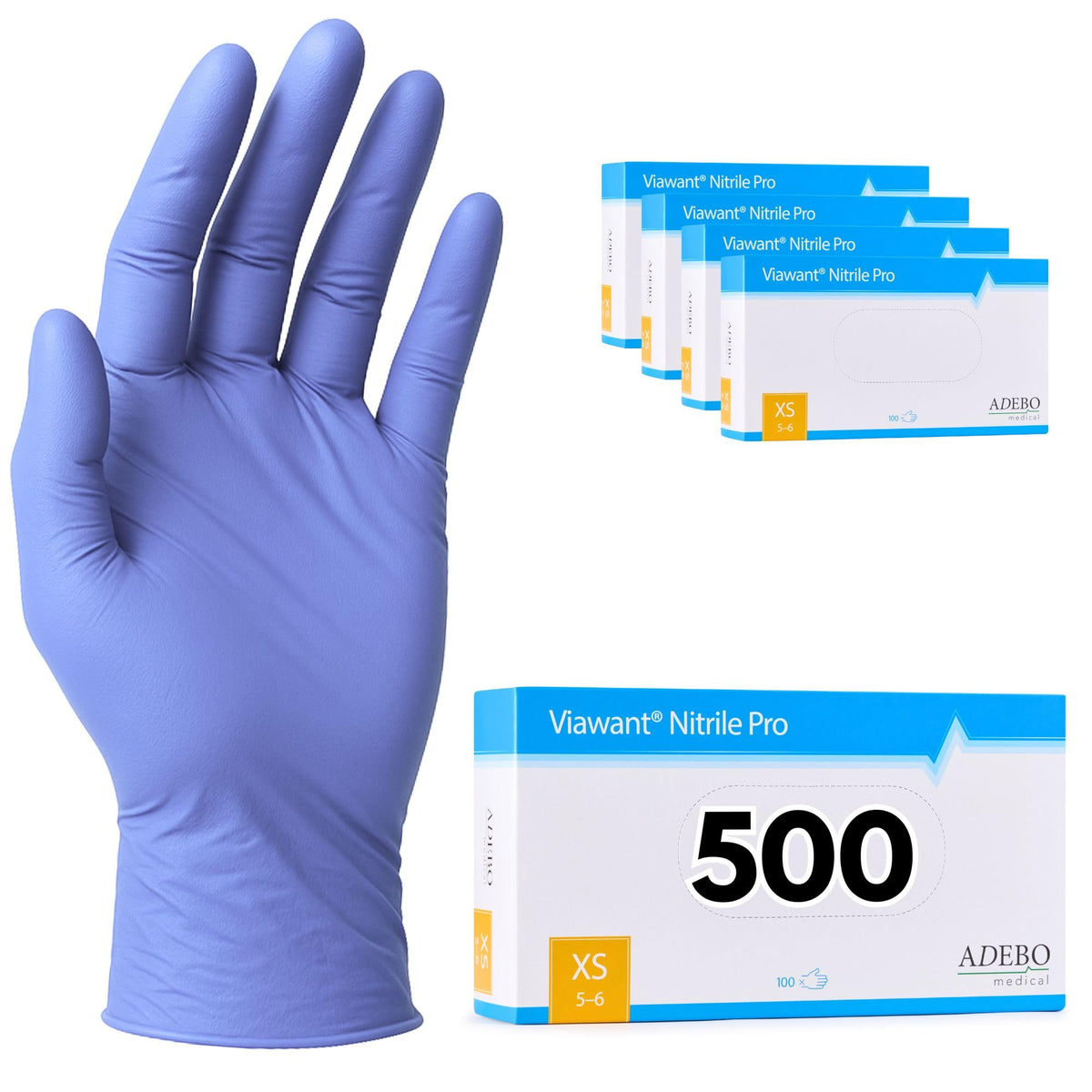 Disposable Gloves, XXL, Nitrile Gloves, Blue, Powder-Free, Latex-Free, Tear-Resistant & Sensitive EN 455 & EN 374, Size XS, S, M, L, XL, XXL Pack of 100