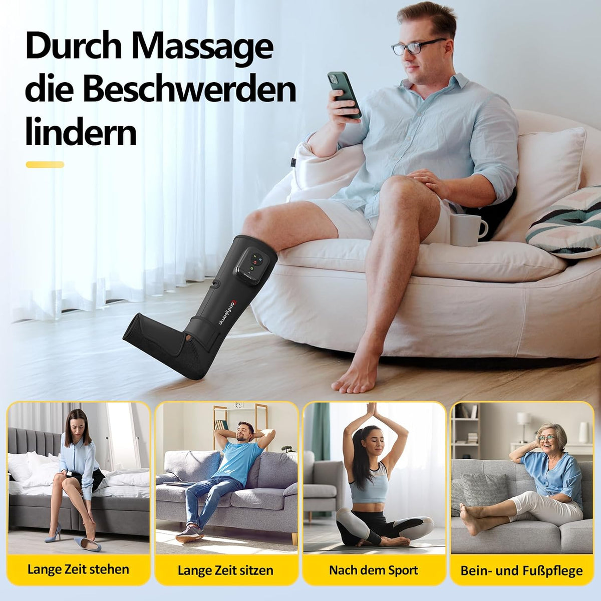 Comfytemp Wireless Leg and Foot Massager Leg Massager Air Compression Massage for Foot Legs Calves Lower Leg Massager with DIY (1 Piece) Gifts for Mothers, Women, Mum, Dad