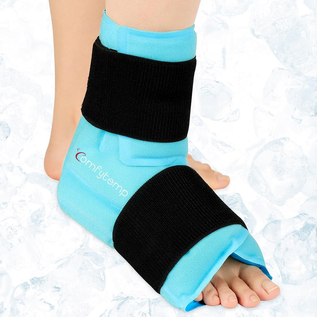 Comfytemp Fully Wrapping Cooling Cuff Foot (Pack of 2), Cooling Bandage Ankle for Waterless Ice Bath After Sports, Reusable Large Cooling Pads Gel for Plantar Fasciitis (21 x 22 cm, 900 g)