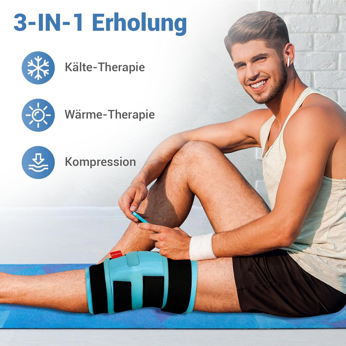 Comfytemp XXL - Large Cooling Cuff Knee Calf Leg with 4 Fasteners, 30 x 60 cm Fully Wrapping Cooling Bandage Cooling Pad Gel for Knee Pain, Cold Warm Compress Cool Pack XXL