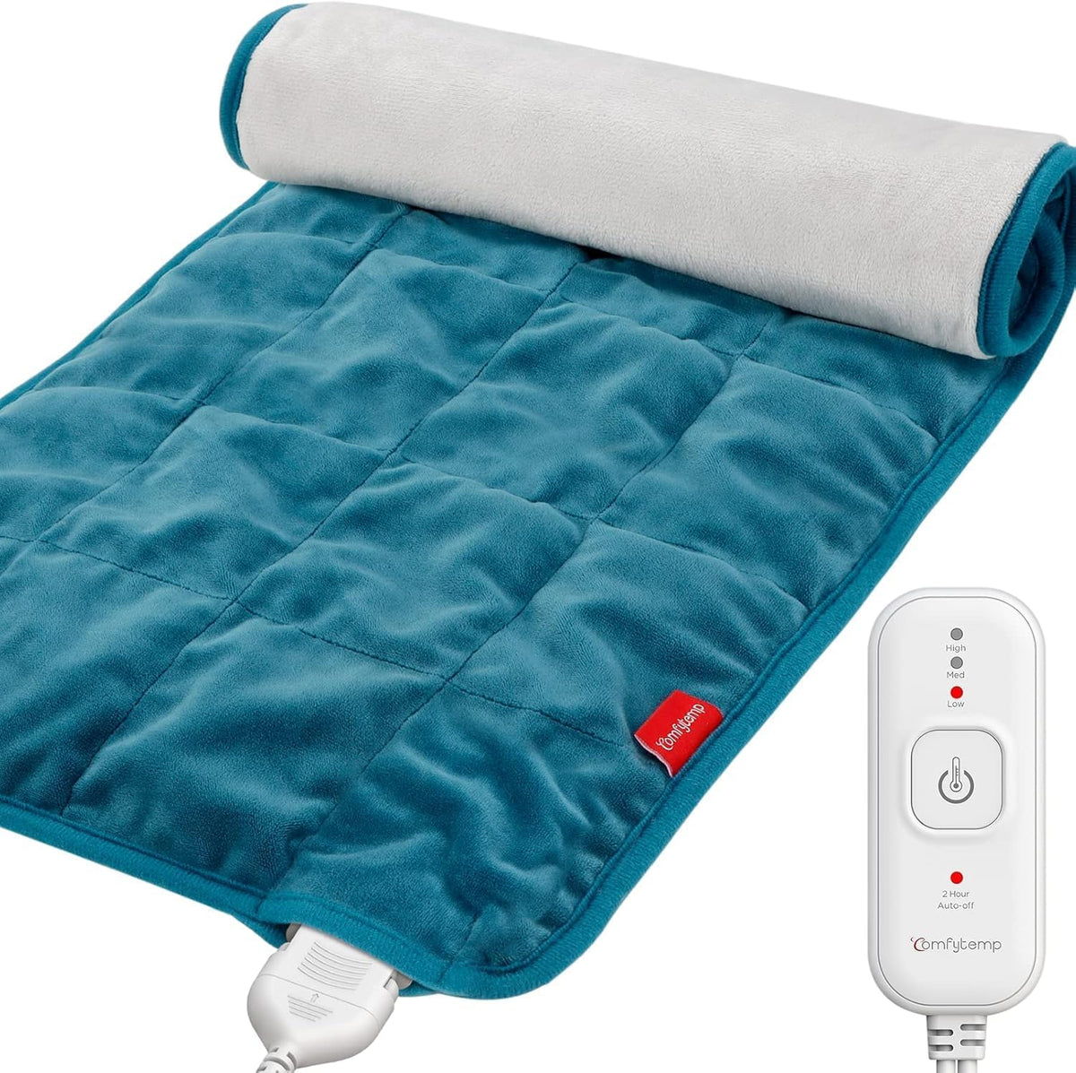 Comfytemp Fully Weighted Heating Pad with Automatic Shut-Off, 1 kg Heat Pad, Age-Friendly Heating Blanket for Period, Menstruation, Back, Shoulder, Neck, Stomach, Legs, Machine Washable, 30 x 60 cm