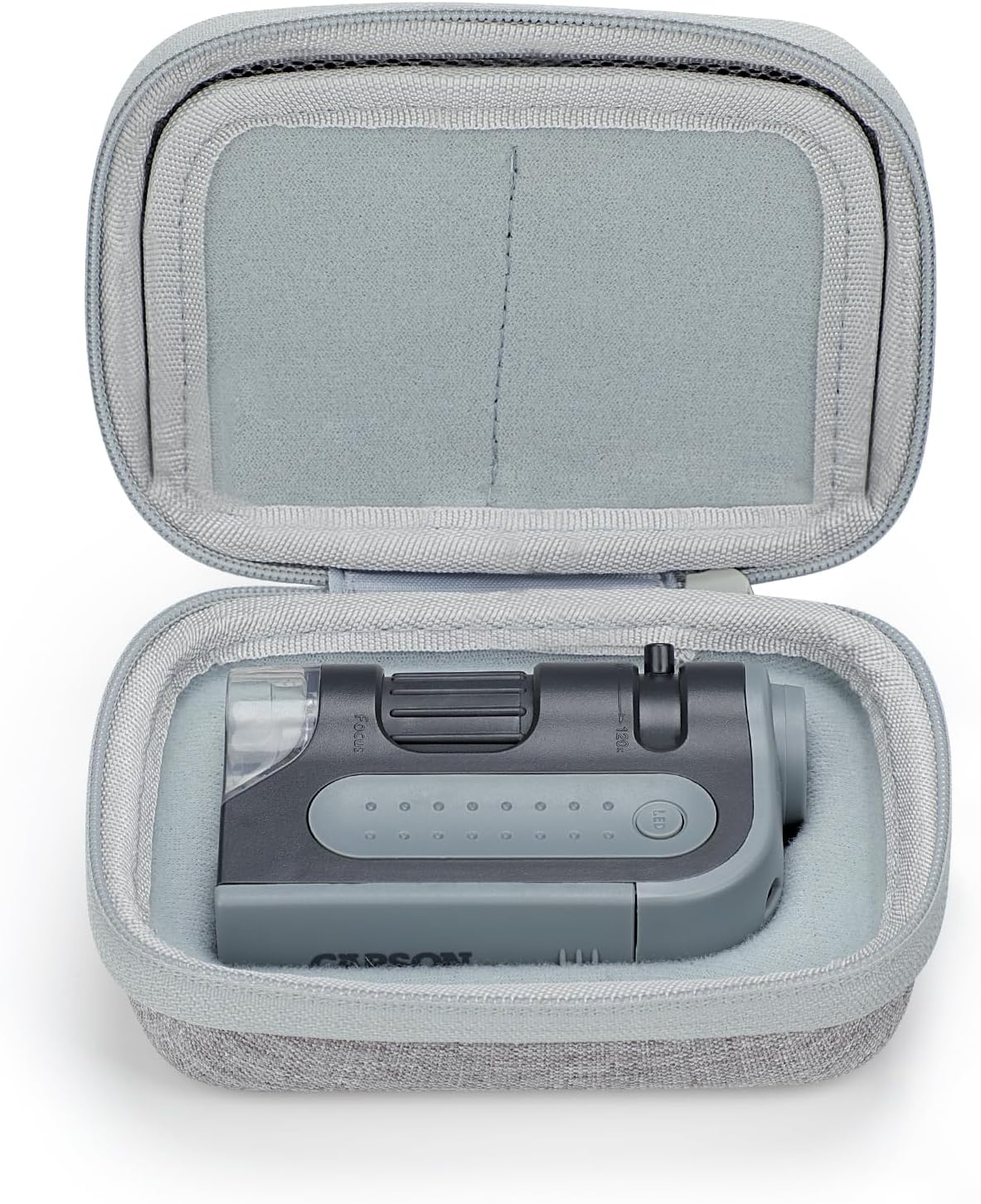 Hard Travel Case for Carson MicroBrite Plus 60x-120x LED Illuminated Pocket Microscope (MM-300), Portable Carrying Case, Compatible with Bebang Pocket Microscope and LAKWAR