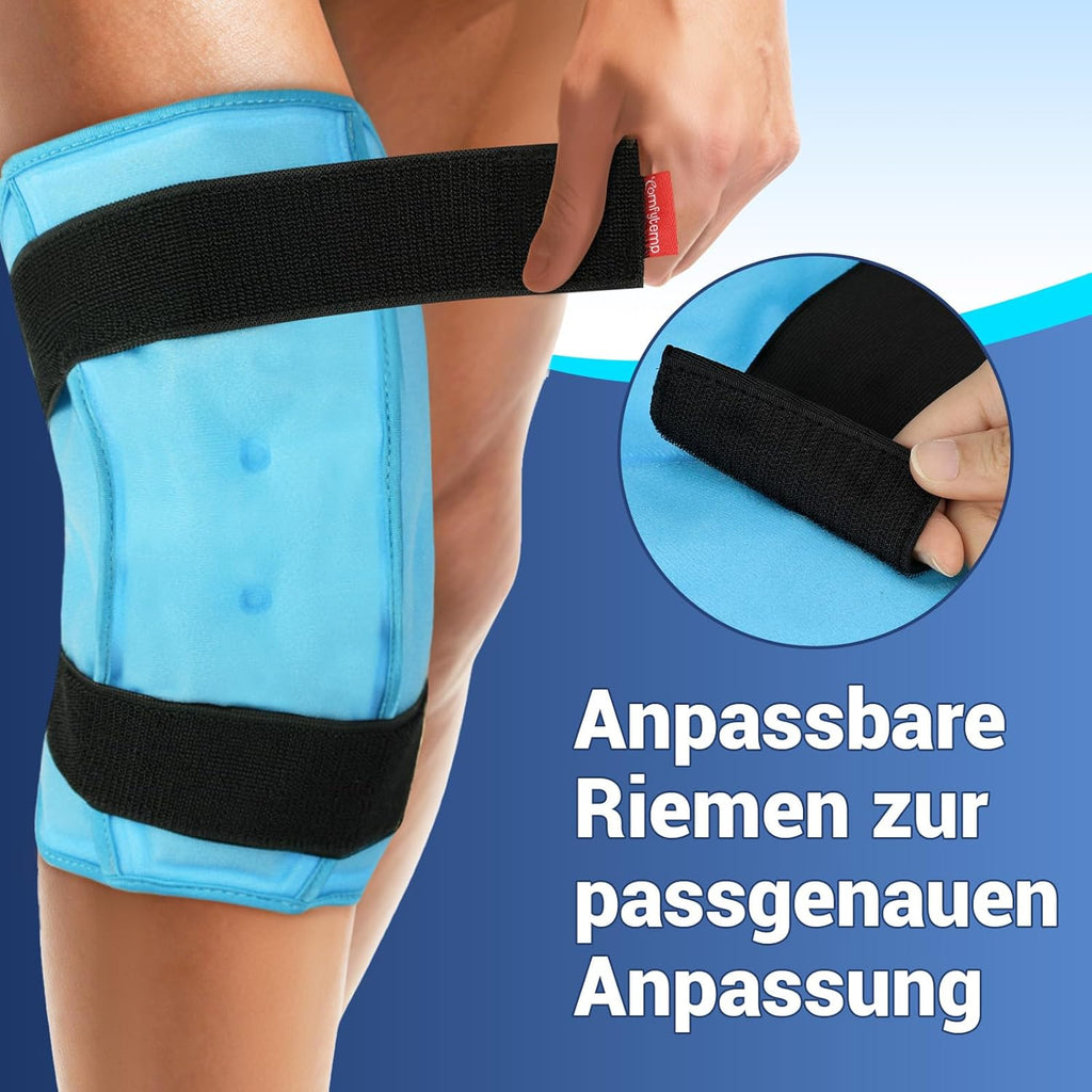 Comfytemp 3D Cooling Cuff Knee with Velcro Fastening, 28 x 30 cm Cooling Bandage, Cooling Pads Gel for Knee Pain, Cold Warm Compress Cool Pack for Knee Replacement
