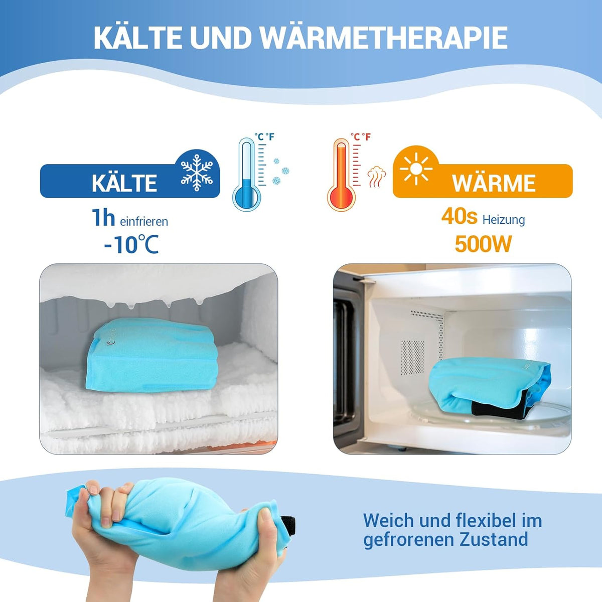 Comfytemp Fully Wrapping Cooling Cuff Foot (Pack of 2), Cooling Bandage Ankle for Waterless Ice Bath After Sports, Reusable Large Cooling Pads Gel for Plantar Fasciitis (21 x 22 cm, 900 g)