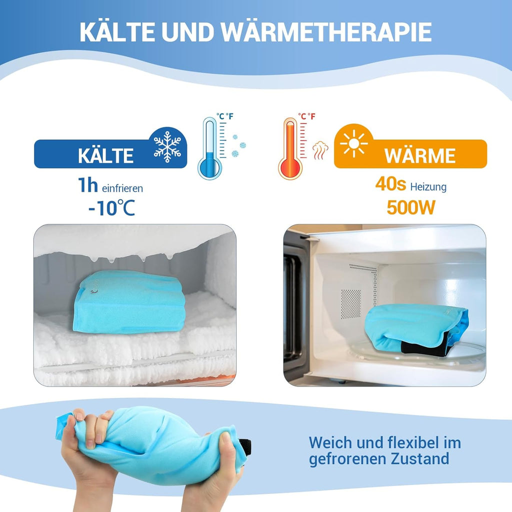 Comfytemp XXL - Large Cooling Cuff Knee Calf Leg with 4 Fasteners, 30 x 60 cm Fully Wrapping Cooling Bandage Cooling Pad Gel for Knee Pain, Cold Warm Compress Cool Pack XXL