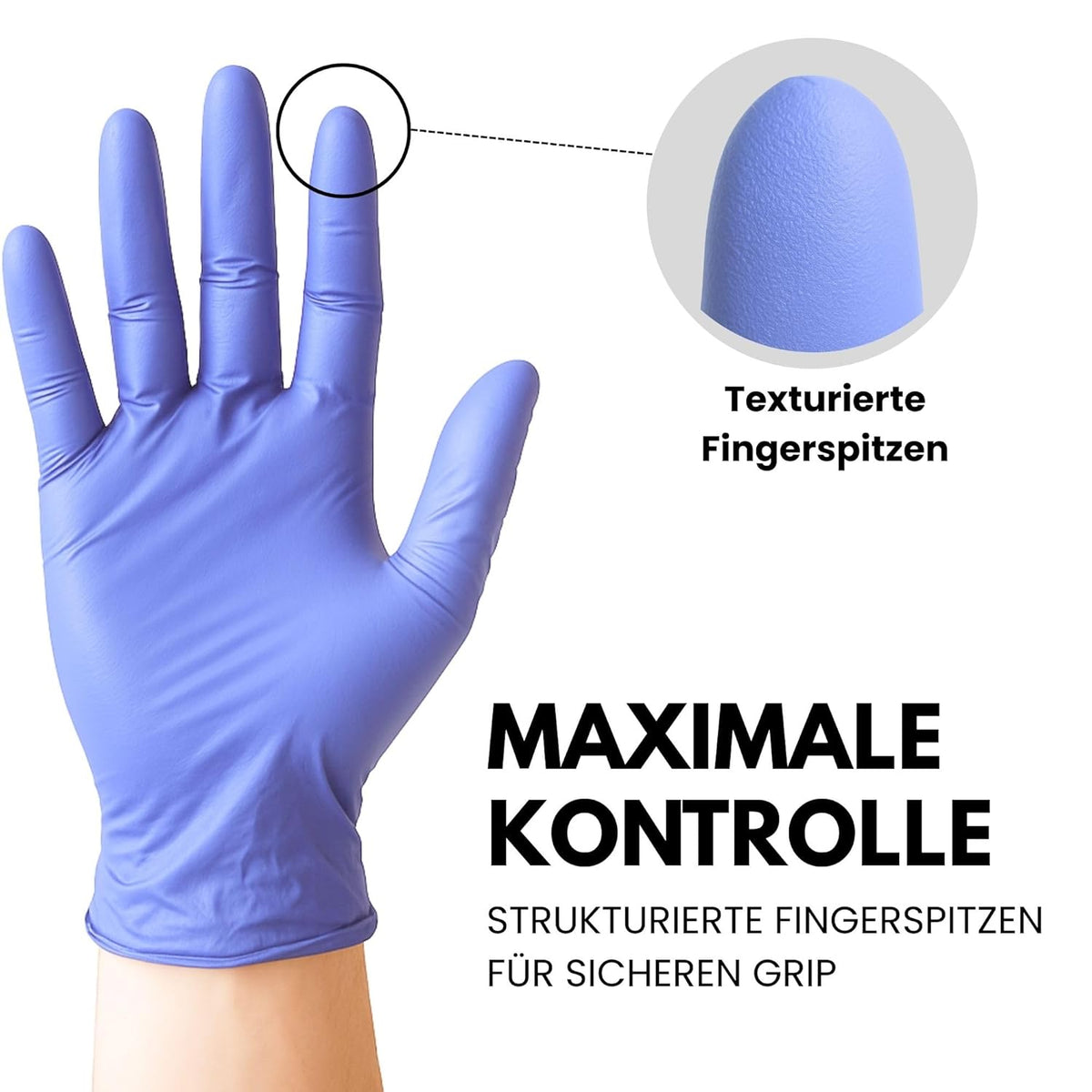 Disposable Gloves, XXL, Nitrile Gloves, Blue, Powder-Free, Latex-Free, Tear-Resistant & Sensitive EN 455 & EN 374, Size XS, S, M, L, XL, XXL Pack of 100