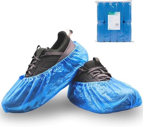 ADEBO Waterproof Shoe Covers, Pack of 100, CPE Overshoes 3 g, Non-Slip, Tear-Resistant, Universal Fit, Disposable, for Household and Commercial Use