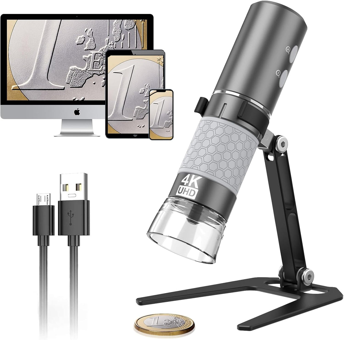 Aluminum Alloy Digital USB Wifi Microscope Mount Holder Universal Metal Frame with Carrying Case (4K)
