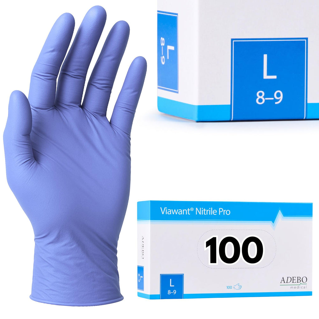 Disposable Gloves, XXL, Nitrile Gloves, Blue, Powder-Free, Latex-Free, Tear-Resistant & Sensitive EN 455 & EN 374, Size XS, S, M, L, XL, XXL Pack of 100