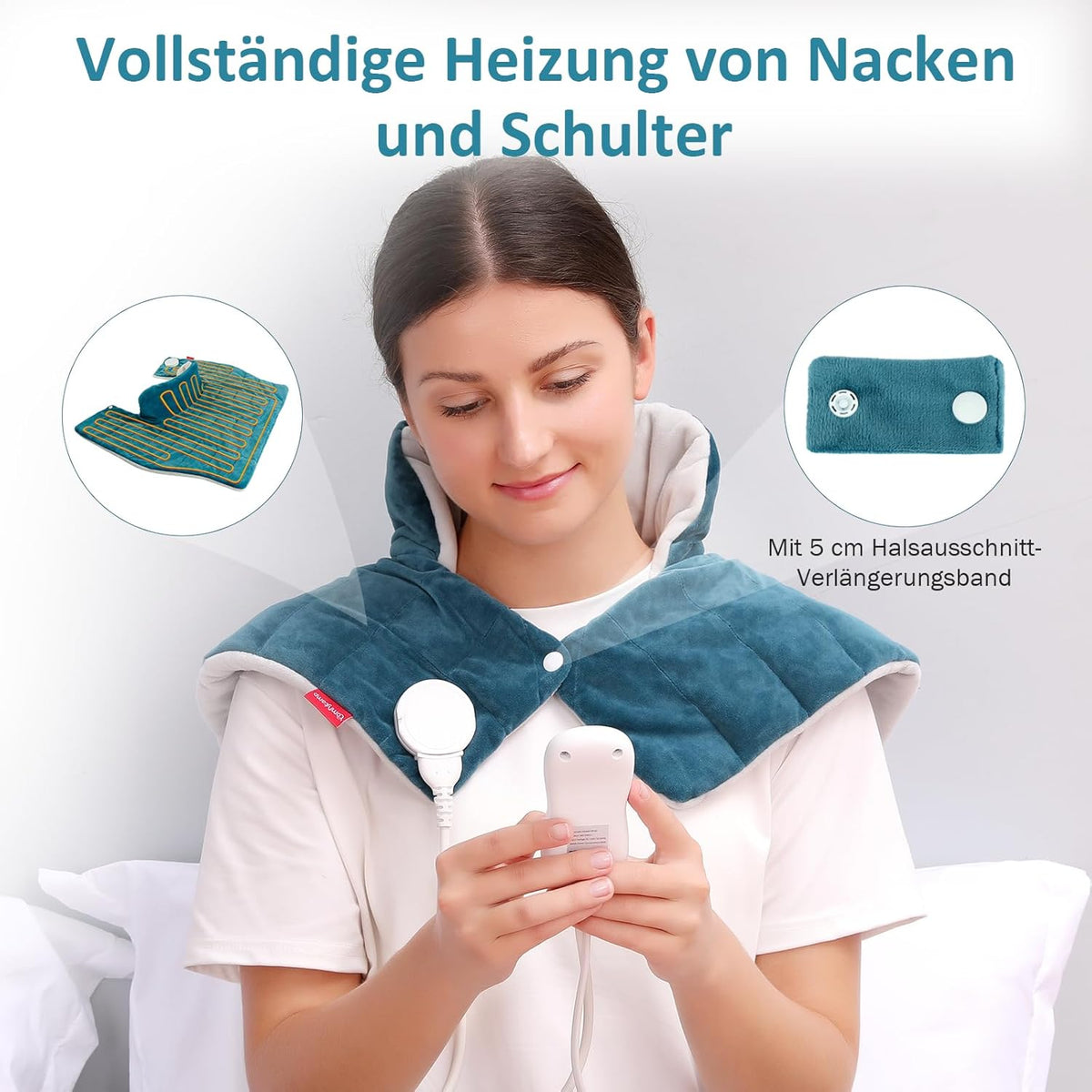 Comfytemp Fully Weighted Heating Pad for Neck Shoulder with 9 Heat Settings 0.5-9 Hours Automatic Shut-Off 1 kg Neck Warmer Shoulder Warmer Washable Heat Pad 53 x 48 cm Electric Heat Cape