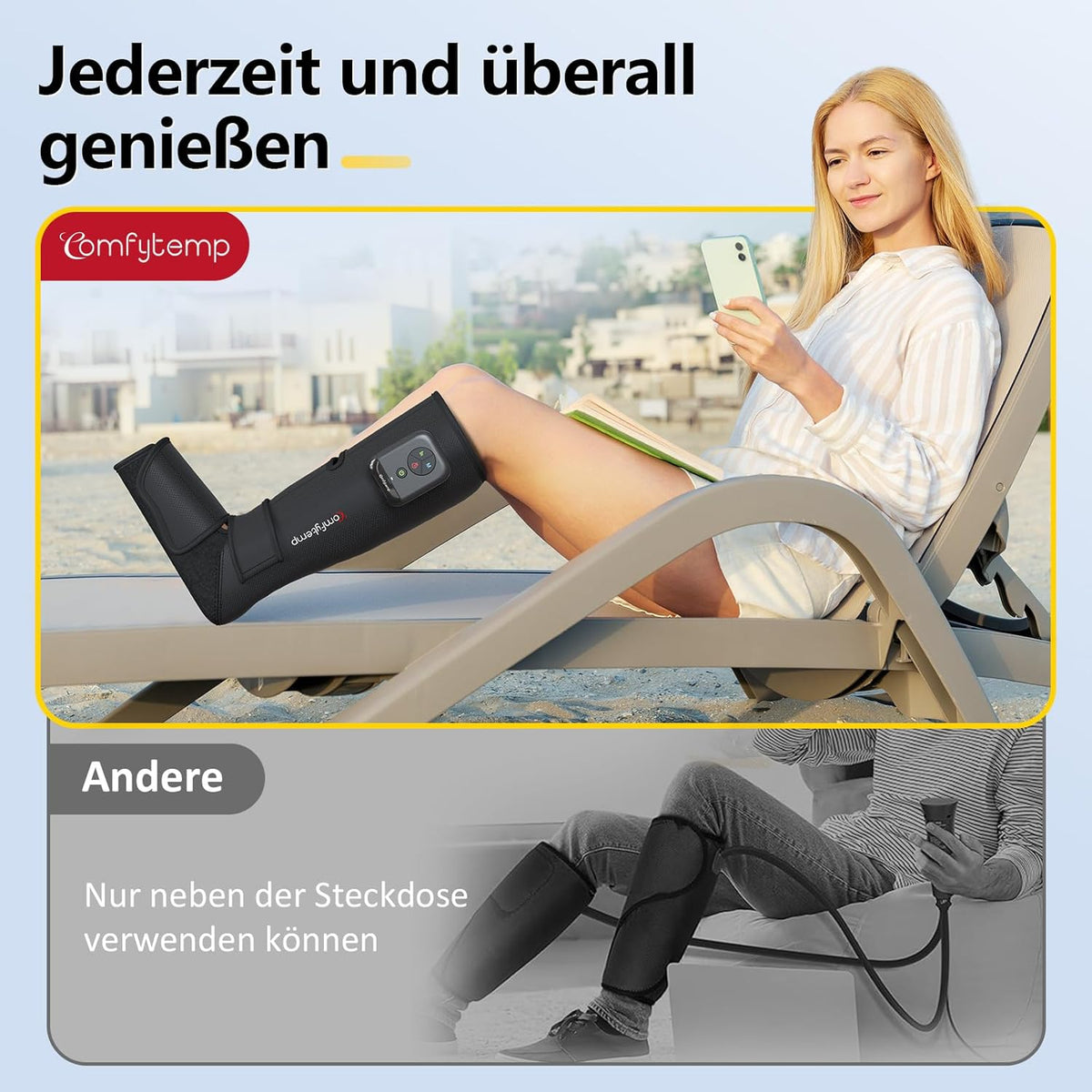 Comfytemp Wireless Leg and Foot Massager Leg Massager Air Compression Massage for Foot Legs Calves Lower Leg Massager with DIY (1 Piece) Gifts for Mothers, Women, Mum, Dad