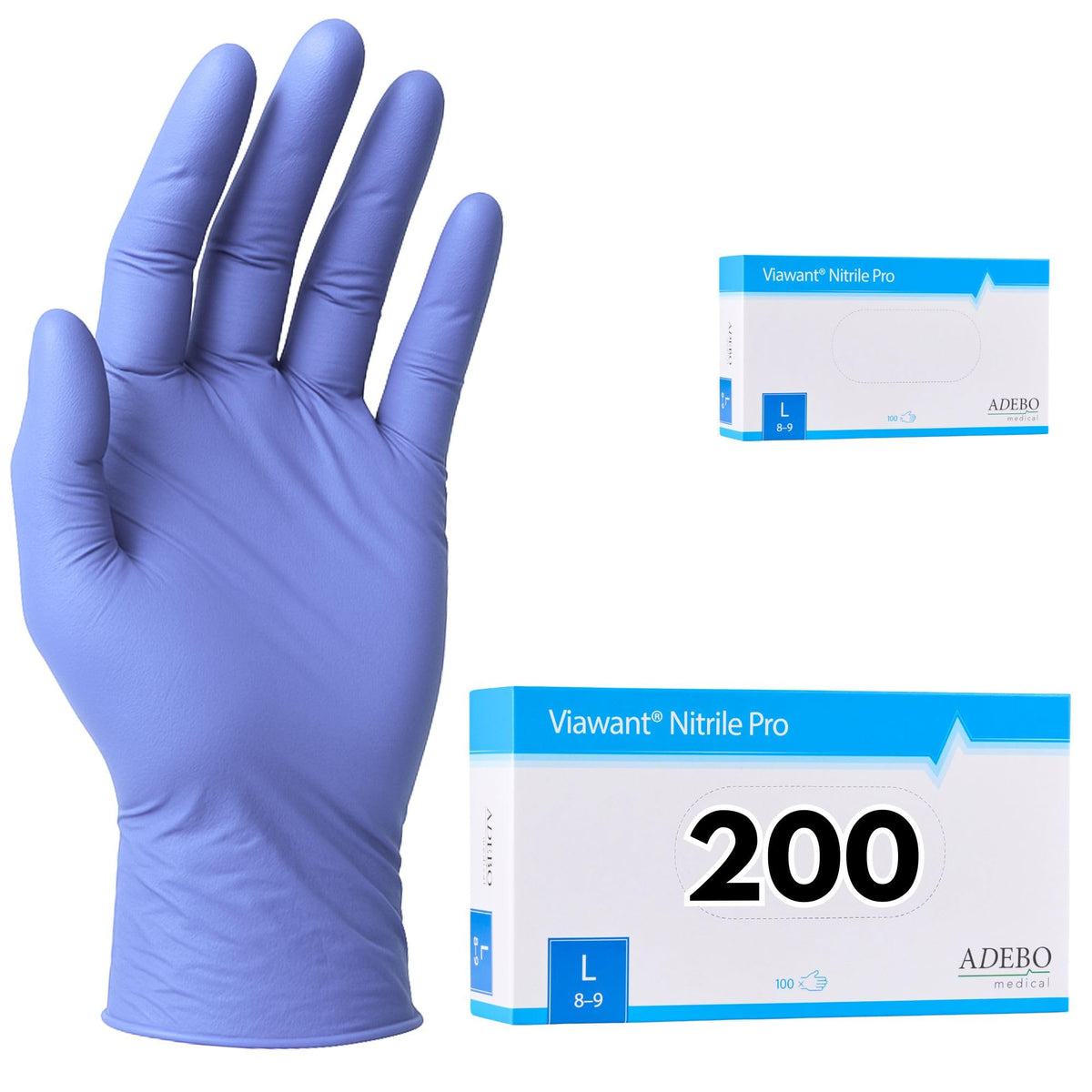 Disposable Gloves, XXL, Nitrile Gloves, Blue, Powder-Free, Latex-Free, Tear-Resistant & Sensitive EN 455 & EN 374, Size XS, S, M, L, XL, XXL Pack of 100