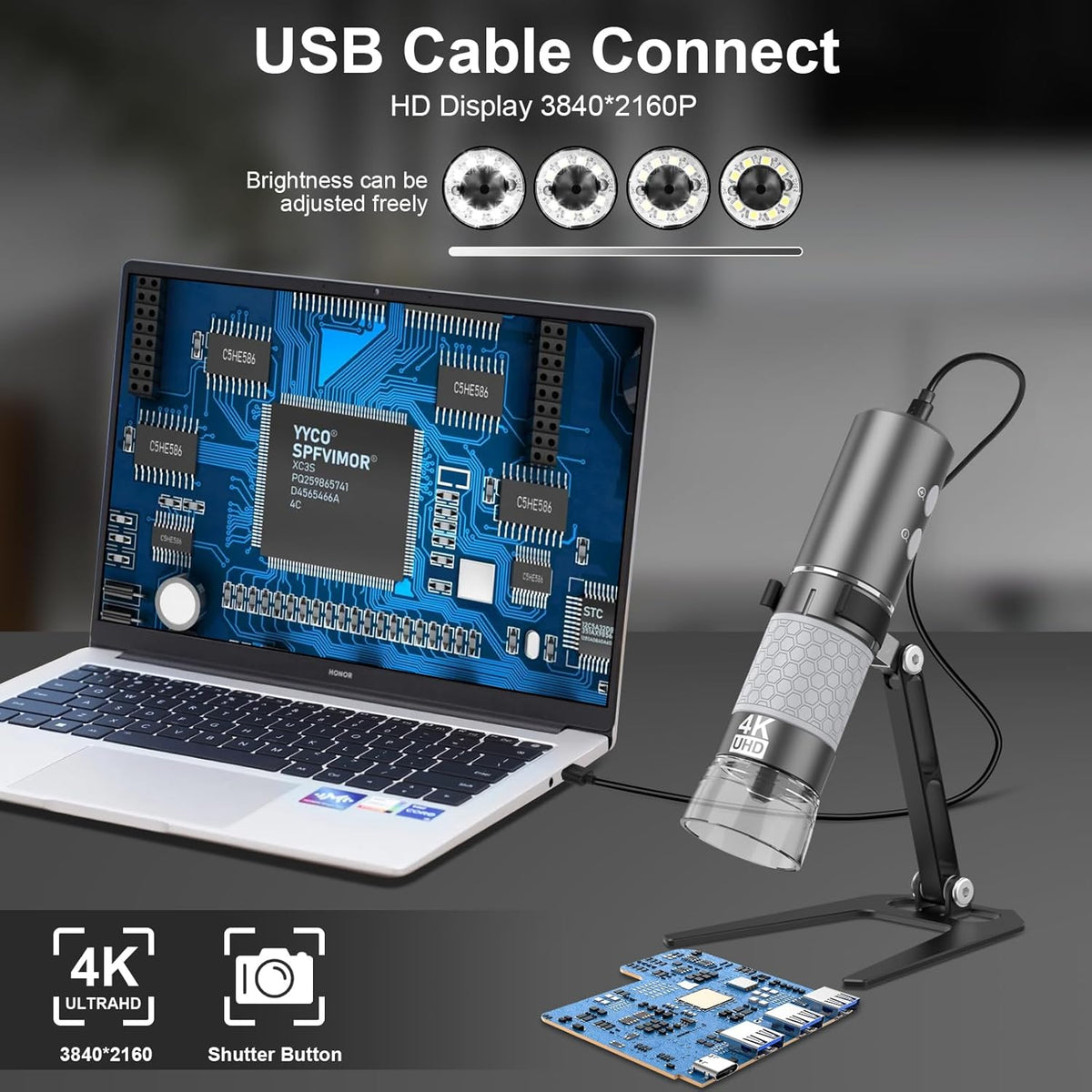 Aluminum Alloy Digital USB Wifi Microscope Mount Holder Universal Metal Frame with Carrying Case (4K)