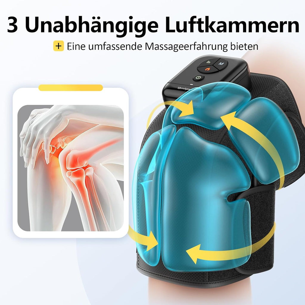 Comfytemp Wireless Knee Massager Air Compression 3D Massage with 2500mAh Battery, Heating Function for Knees with DIY Control via App and Push Button Father's Day