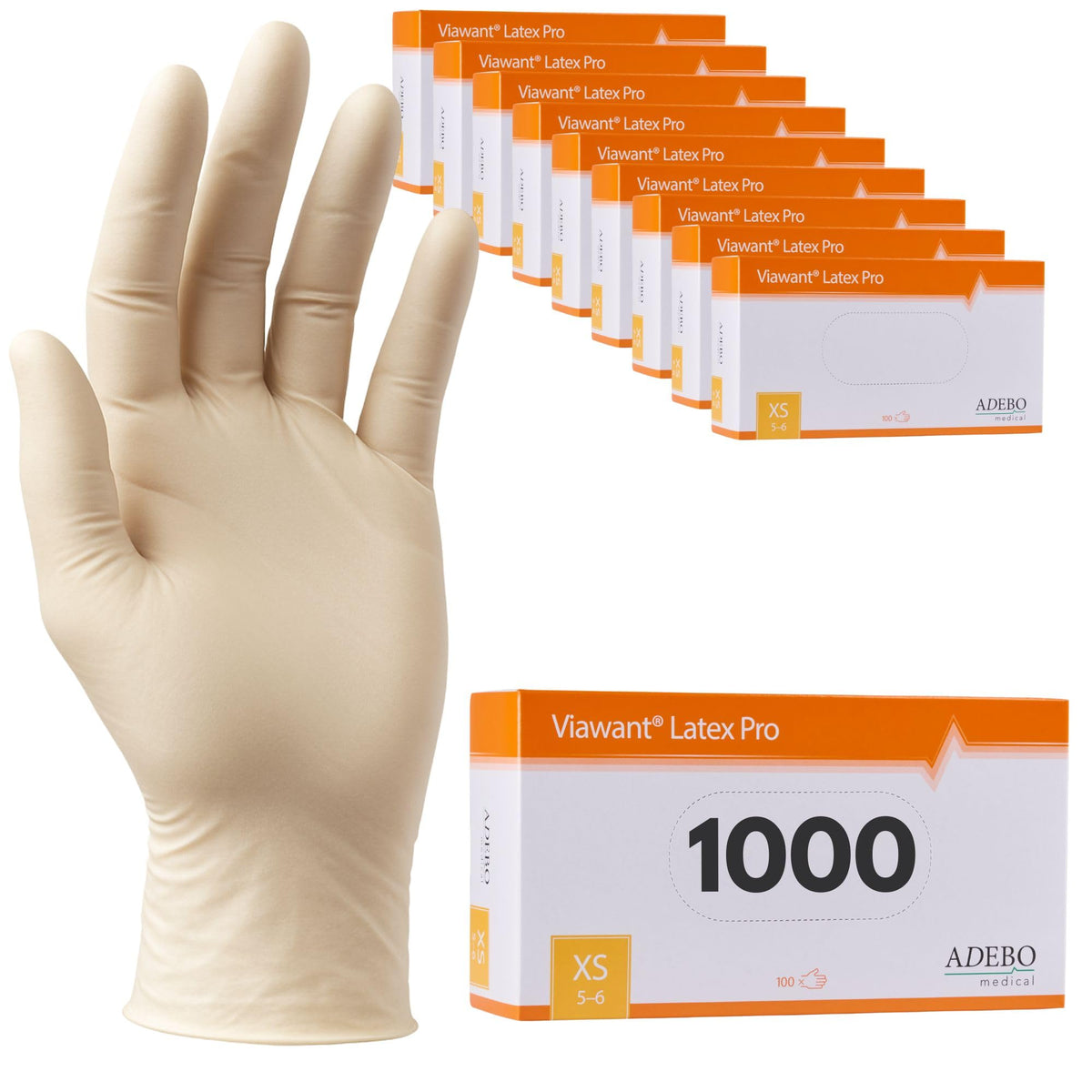 Latex Gloves Pack of 100 | L | Powder-Free Latex Gloves White | Textured, Tear-Resistant & Elastic | Disposable Examination Gloves for Care & Cosmetics | Size XS, S, M, L, XL